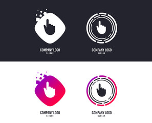 Logotype concept. Hand cursor sign icon. Hand pointer symbol. Logo design. Colorful buttons with icons. Vector