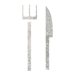 retro illustration style cartoon knife and fork