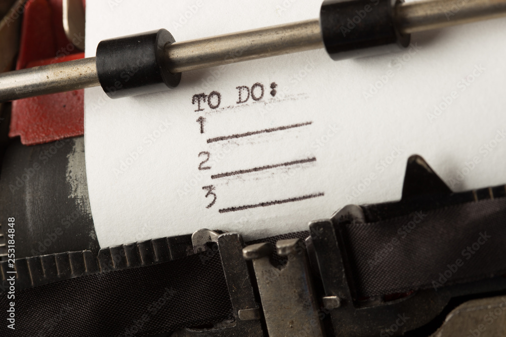 Poster to do list - text message on the typewriter close-up