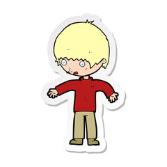 sticker of a cartoon confused boy