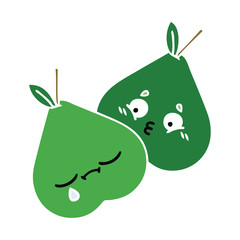 flat color retro cartoon pears