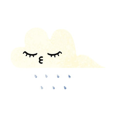 retro illustration style cartoon rain cloud
