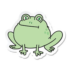 sticker of a quirky hand drawn cartoon frog