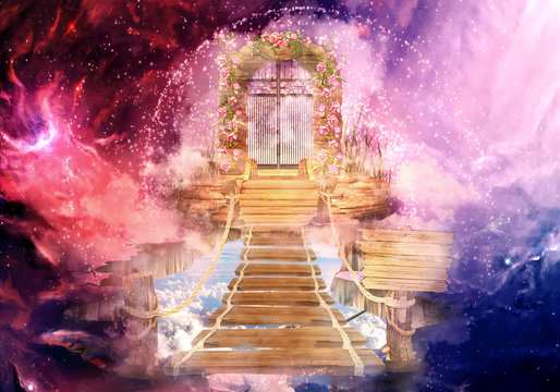 Artistic Multicolored 3d Rendering Computer Generated Illustration Of A Higher Dimension Heaven's Gate Artwork