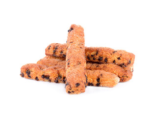 Bread chocolate chip stick isolated on white background