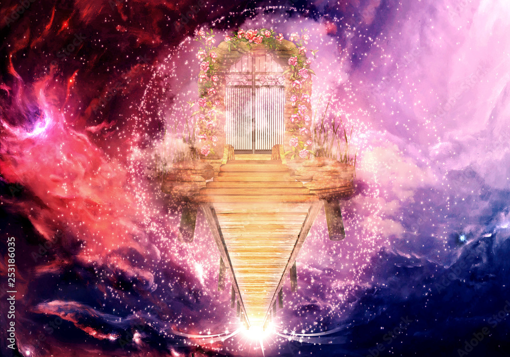 Poster unique multicolored 3d computer generated rendering illustration of a climbable higher dimension hea