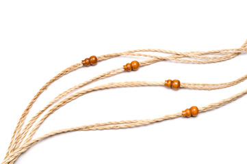 Tangled rope on white background.