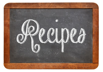recipes word on blackboard
