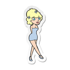 sticker of a cartoon woman posing in dress