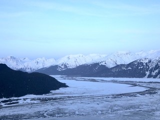 Cold winter views of the icy Cook Inlet in Alaska