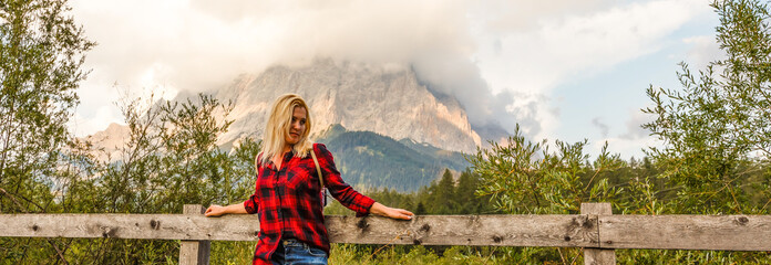 Fashionable artist in the mountain