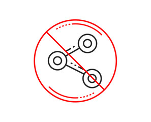 No or stop sign. Share line icon. Social media sign. Follow symbol. Caution prohibited ban stop symbol. No  icon design.  Vector