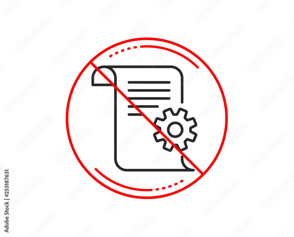 Poster no or stop sign. technical documentation line icon. instruction sign. caution prohibited ban stop sy