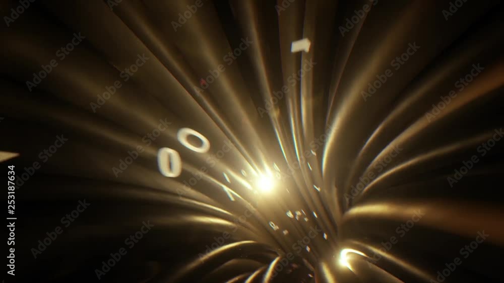 Poster wires cables binary fly through data internet power electric circuit fiber seamless loop 4k animatio