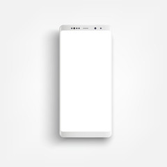 Modern realistic white smartphone. Smartphone with edge side style, 3d Vector illustration of cell phone.