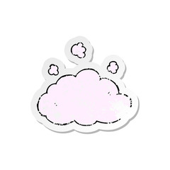 retro distressed sticker of a cartoon fluffy pink cloud