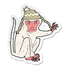 sticker of a cartoon monkey wearing hat