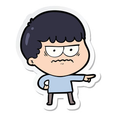 sticker of a cartoon annoyed man
