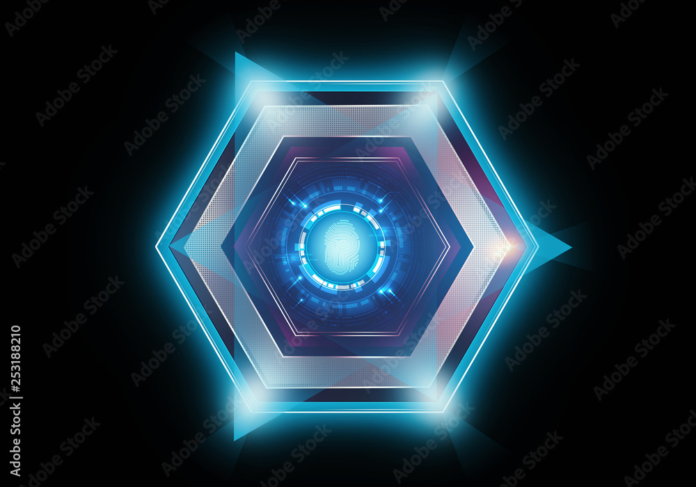 Canvas Prints abstract artistic 3d rendering illustration of a modern digital glowing fingerprint artwork