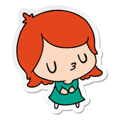 sticker cartoon of a cute kawaii girl