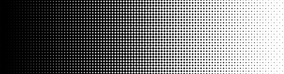 Seamless Screentone Graphics, Halftone Gradation, Diamond Pattern, Black