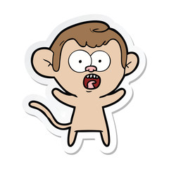 Fototapeta premium sticker of a cartoon shocked monkey