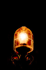 Very beautiful burning nostalgic lamp at night