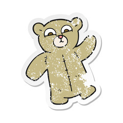 retro distressed sticker of a cartoon teddy bear