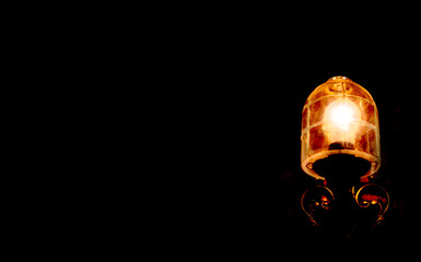 Very beautiful burning nostalgic lamp at night