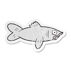 distressed sticker of a cartoon fish