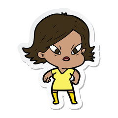 sticker of a cartoon stressed woman
