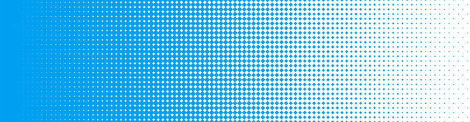 Seamless Screentone Graphics, Halftone Gradation, Diamond Pattern, Blue