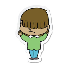 sticker of a cartoon boy with untidy hair