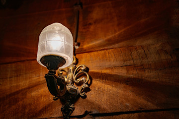 Very beautiful burning nostalgic lamp at night