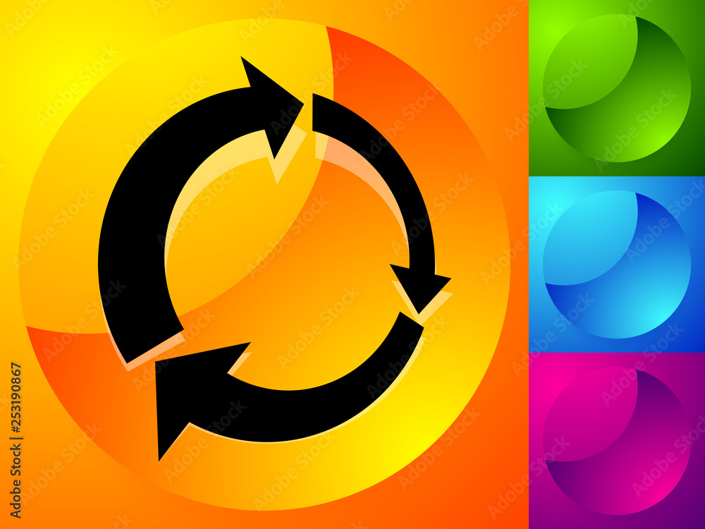 Aufkleber icon with circular arrow - revise, centrifuge, synchronize concepts