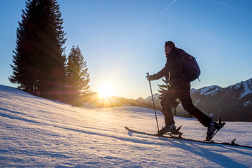 Germany, Bavaria, Allgäu, Skitourer at the  Ofterschwanger Horn