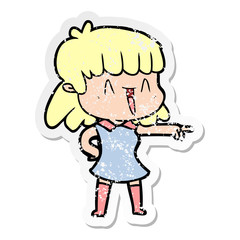 distressed sticker of a cartoon woman