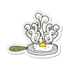 sticker of a frying cartoon egg