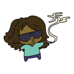 cartoon cute kawaii smoking a joint