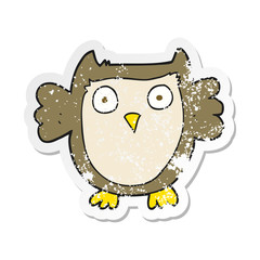 retro distressed sticker of a cartoon owl