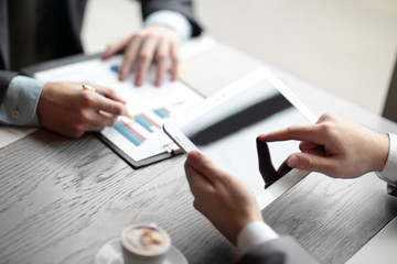 close up.business colleagues analyze financial data. photo with copy space