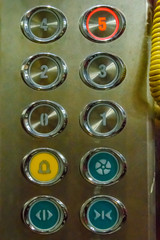 Buttons of the modern lift in residential building