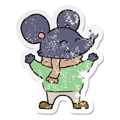 distressed sticker of a cartoon mouse