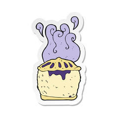 sticker of a cartoon blueberry pie