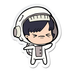 sticker of a cartoon astronaut woman