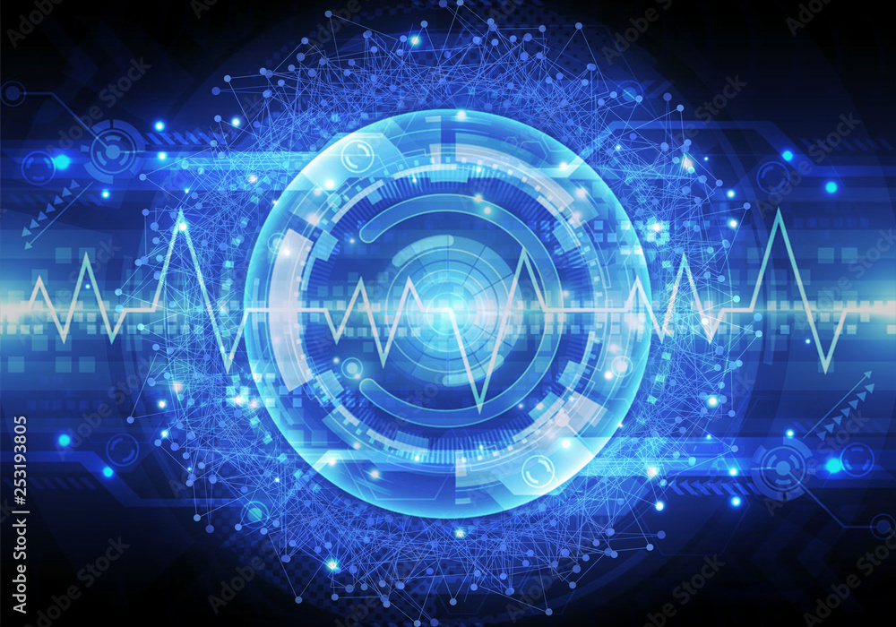 Poster artistic abstract 3d illustration of a smooth pulse lines in a smooth ball of energy modern technolo