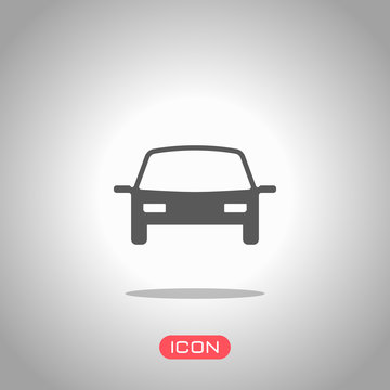 car icon. Icon under spotlight. Gray background