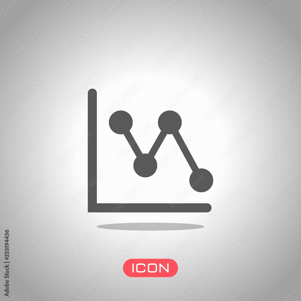 Poster declining graph line icon. icon under spotlight. gray background