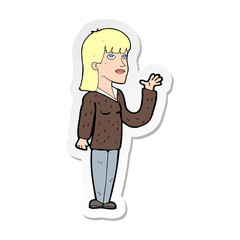 sticker of a cartoon woman explaining