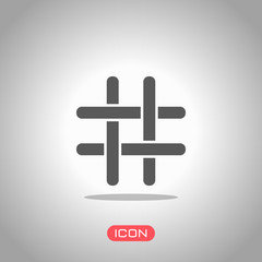 Hashtag icon. Icon under spotlight. Gray background